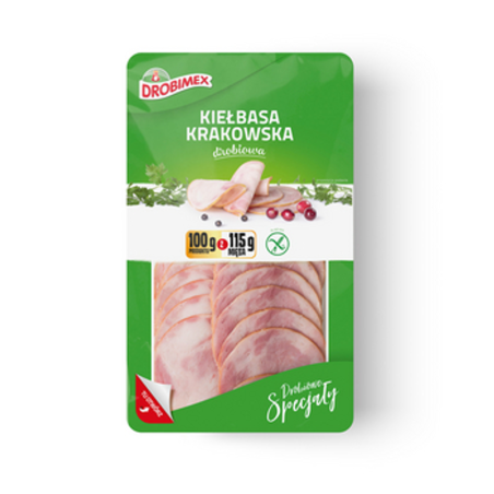 Kiełbasa krakowska z kurcząt plastry 100 g Drobimex