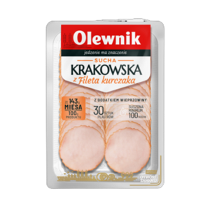 Krakowska kiełbasa sucha z filetem z kurczaka plastry 90 g Olewnik