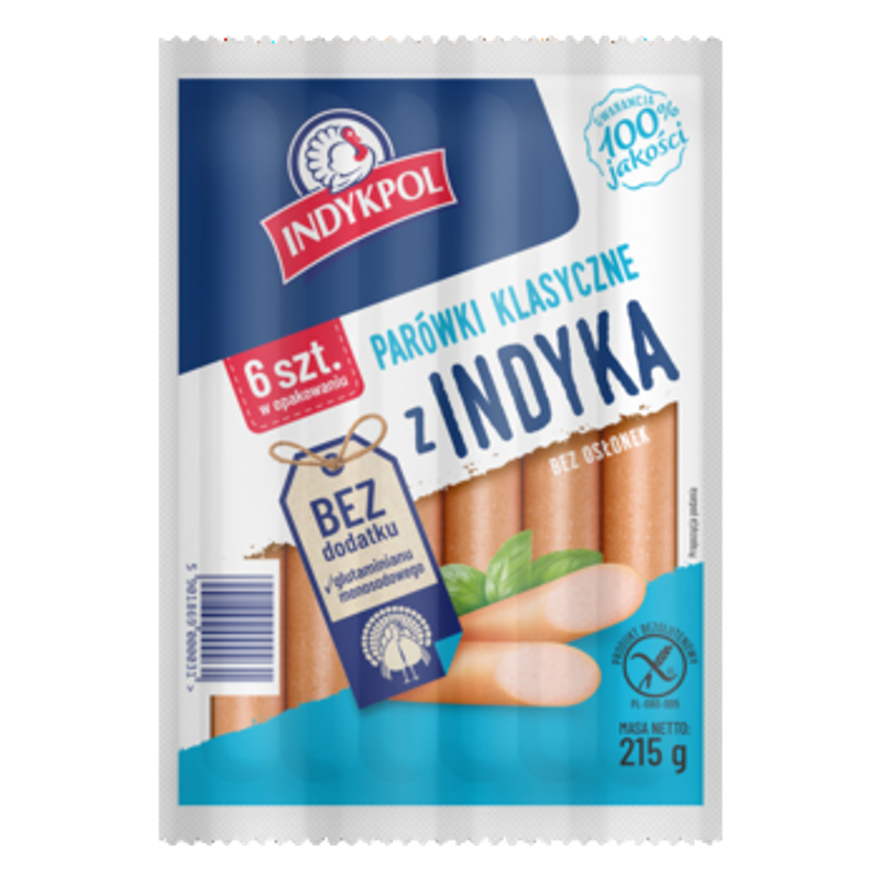 Parówki z indyka Klasyczne 215 g Indykpol