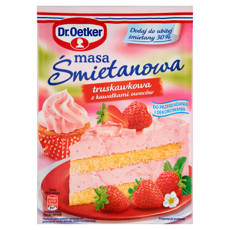 Dr. Oetker Masa śmietanowa truskawkowa z kawałkami owoców 89 g