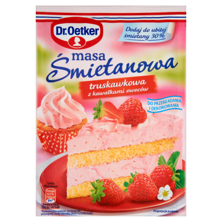 Dr. Oetker Masa śmietanowa truskawkowa z kawałkami owoców 89 g