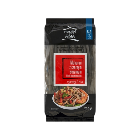 House of Asia makaron ryżowy z czarnym sezamem 5mm 200g