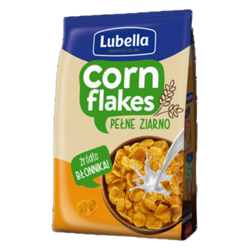 Lubella Corn Flakes Pełne ziarno Płatki kukurydziane 500 g
