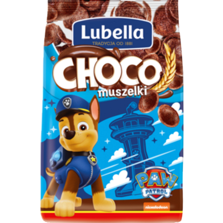 Lubella Mlekołaki Choco Muszelki Zbożowe muszelki o smaku czekoladowym 500 g
