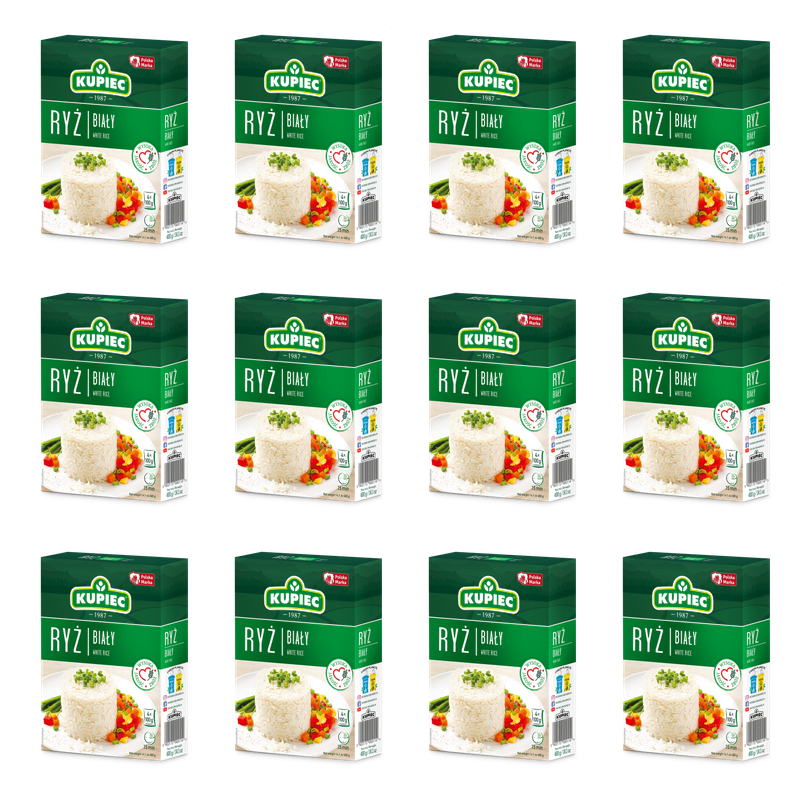 KUPIEC Ryż Biały Długoziarnisty Naturalny Wysoka Jakość - 4x100 g Woreczki X12