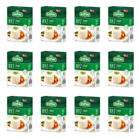 KUPIEC Ryż Biały Długoziarnisty Naturalny Wysoka Jakość - 4x100 g Woreczki X12