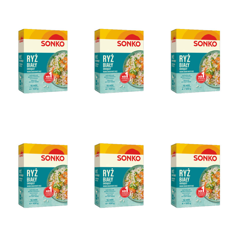 Sonko. Ryż biały okrągły 4x100g. X6