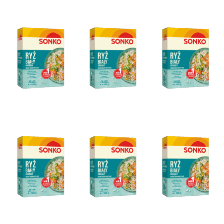 Sonko. Ryż biały okrągły 4x100g. X6