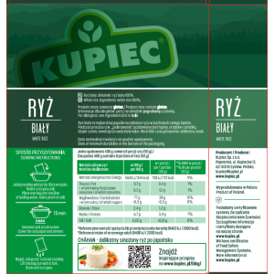 KUPIEC Ryż Biały Długoziarnisty Naturalny Wysoka Jakość - 4x100 g Woreczki