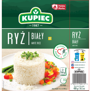KUPIEC Ryż Biały Długoziarnisty Naturalny Wysoka Jakość - 4x100 g Woreczki
