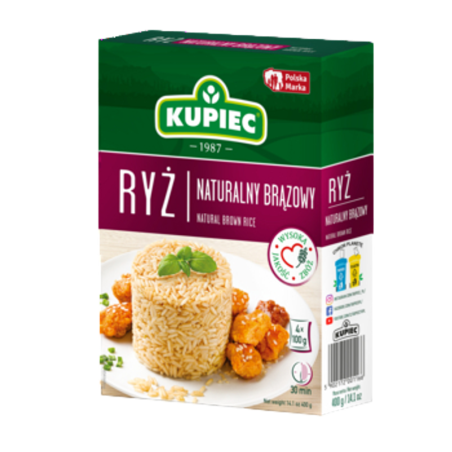 Ryż Brązowy Naturalny Niepolerowany Zdrowa Dieta - Kupiec Woreczki 4x100 g