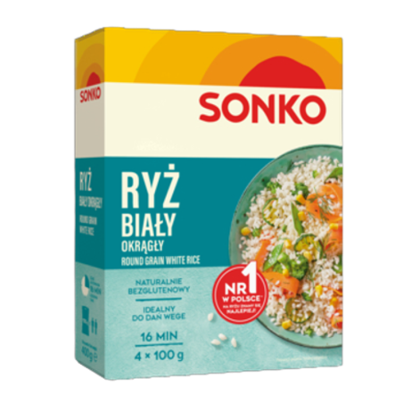 Sonko. Ryż biały okrągły 4x100g.