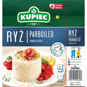 Ryż Parboiled Paraboliczny Naturalny Sypki - Kupiec Woreczki 4x100 g