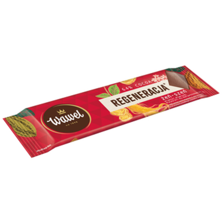 Wawel Miniczekolada funkcjonalna REGENERACJA - Gorzka 64% cocoa z żeń-szeniem i witaminami 20g