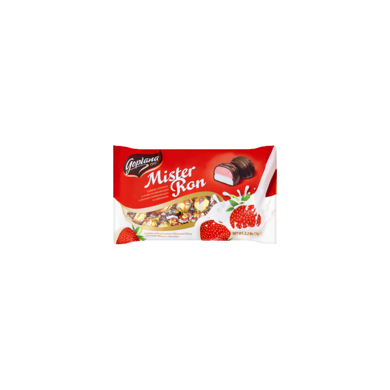 Goplana Mister Ron Krem o smaku truskawkowym i krem śmietankowy w czekoladzie 1 kg