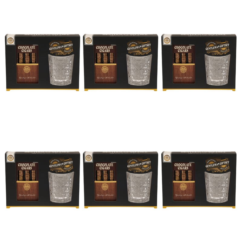 Zestaw prezentowy: szklanka do whiskey z czekoladowymi cygarami 75gr X6