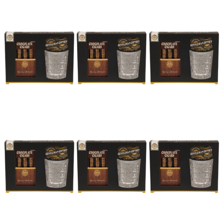 Zestaw prezentowy: szklanka do whiskey z czekoladowymi cygarami 75gr X6