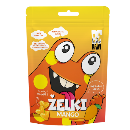 BeRAW Kids Żelki Owocowe o Smaku Mango 100% Owoc Naturalne Bez Cukru 35g