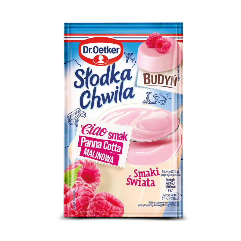 Dr. Oetker Słodka Chwila Budyń smak Panna cotta malinowa 43g