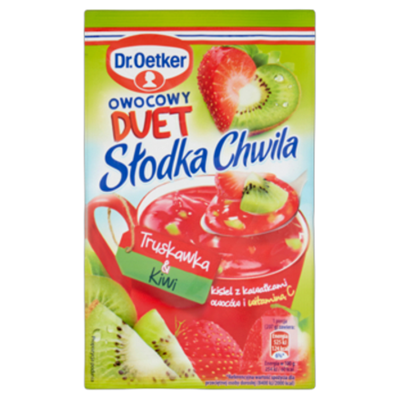 Dr. Oetker Słodka Chwila Owocowy Duet Truskawka & Kiwi Kisiel z kawałkami owoców 32 g