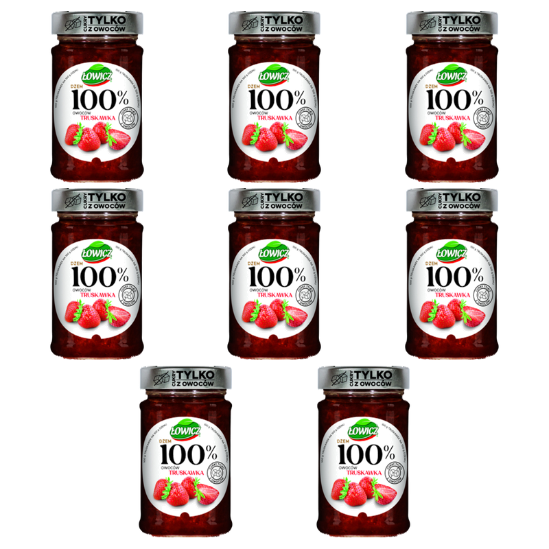Łowicz Dżem 100% z owoców truskawka 210 g X8