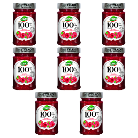 Łowicz Dżem 100% z owoców malina, czerwona porzeczka 210 g X8