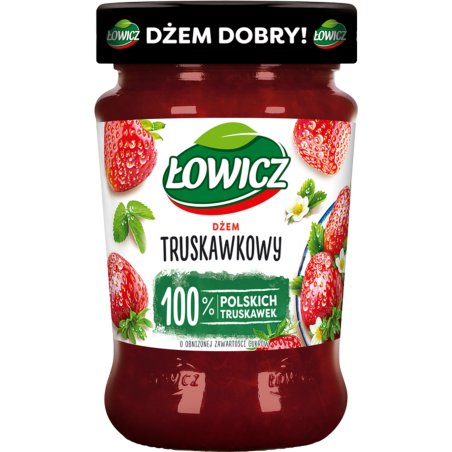 Łowicz Dżem truskawkowy o obniżonej zawartości cukrów 280 g