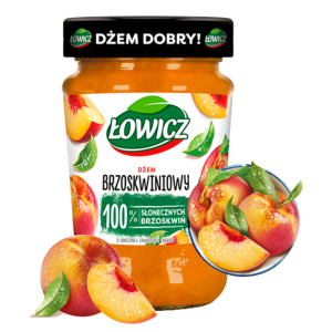Łowicz Dżem brzoskwiniowy o obniżonej zawartości cukrów 450 g