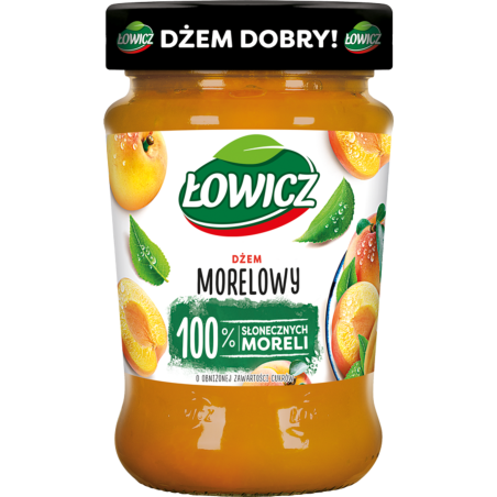 Łowicz Dżem morelowy o obniżonej zawartości cukrów 280 g