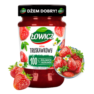 Łowicz Dżem truskawkowy o obniżonej zawartości cukrów 450 g