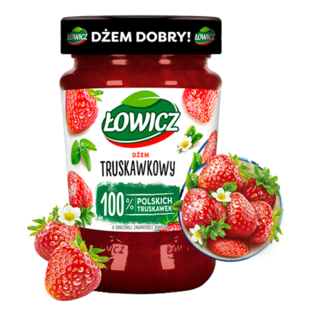 Łowicz Dżem truskawkowy o obniżonej zawartości cukrów 450 g
