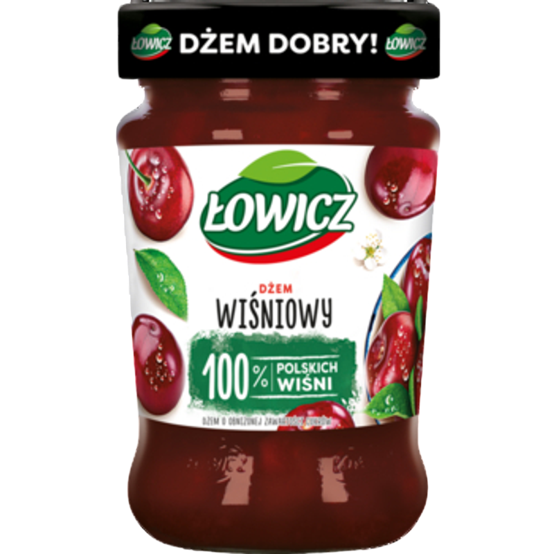 Łowicz Dżem wiśniowy o obniżonej zawartości cukrów 280 g