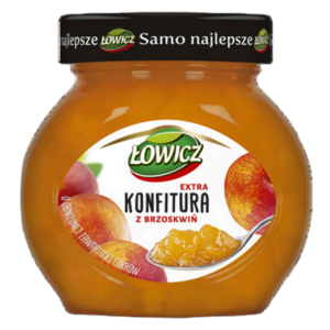 Łowicz Konfitura extra z brzoskwiń o obniżonej zawartości cukrów 240 g