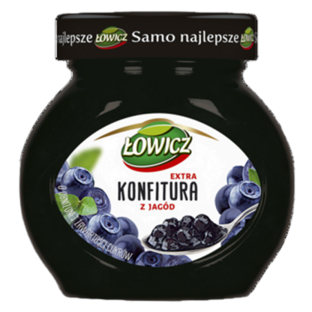 Konfitura Jagodowa Niskosłodzona Obniżona Zawartość Cukru Łowicz Słoik 240g