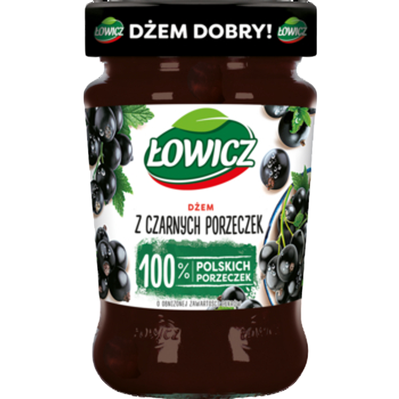 Łowicz Dżem z czarnych porzeczek o obniżonej zawartości cukrów 280 g