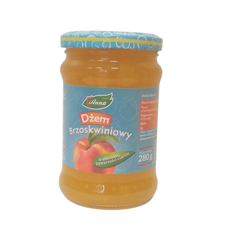 Dżem brzoskwiniowy o obniżonej zawartości cukrów 280g, ANNA