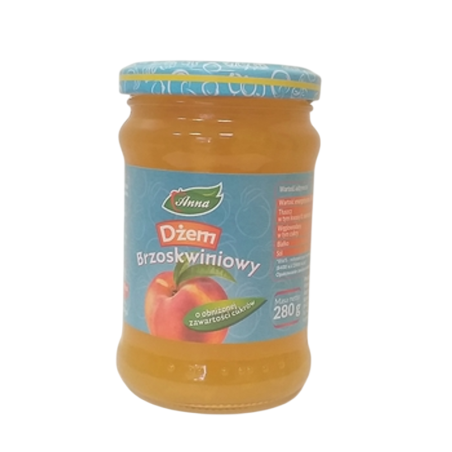 Dżem brzoskwiniowy o obniżonej zawartości cukrów 280g, ANNA