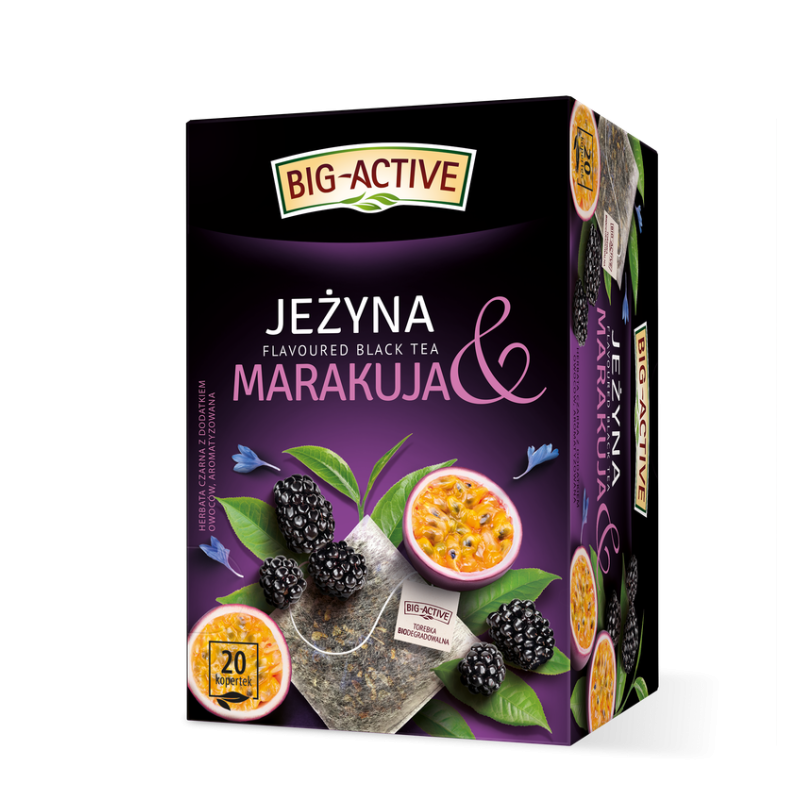 Big-Active Herbata Czarna o Smaku Jeżyny i Marakui. (20 torebek x 2g)