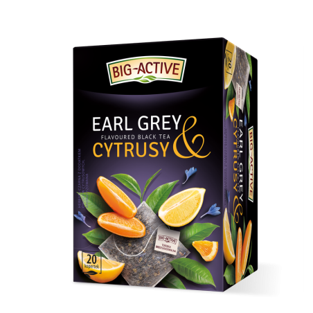 Big-Active Herbata Czarna Earl Grey o smaku bergamotki i cytrusów, aromatyzowana 20 torebek x 2g (40g)