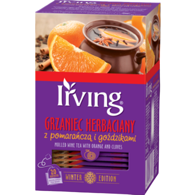 Irving Grzaniec herbaciany z pomarańczą i goździkami 20 torebek 40 g (20x2 g)