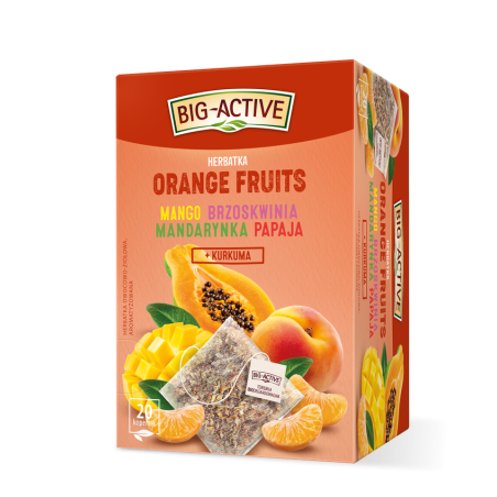 Big-Active herbatka owocowa Orange Fruits mango, brzoskwinia, mandarynka, papaja + kurkuma 20torebek x 2g/40g