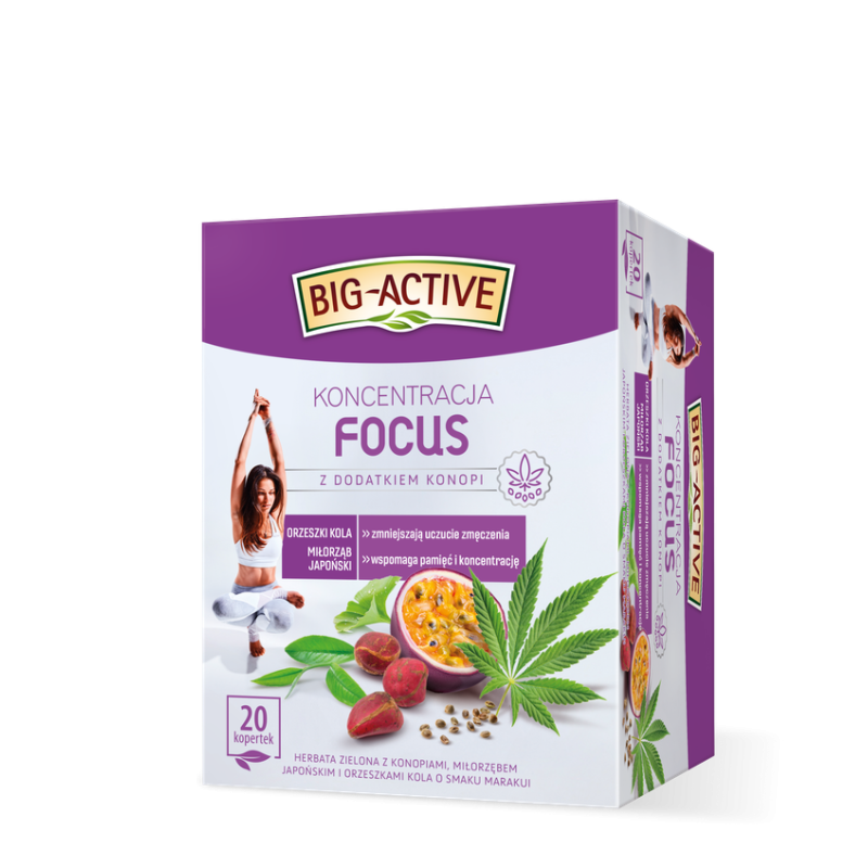 Big-Active Herbata Zielona Focus z Dodatkiem Konopi (20 torebek x 1,5g) 30g
