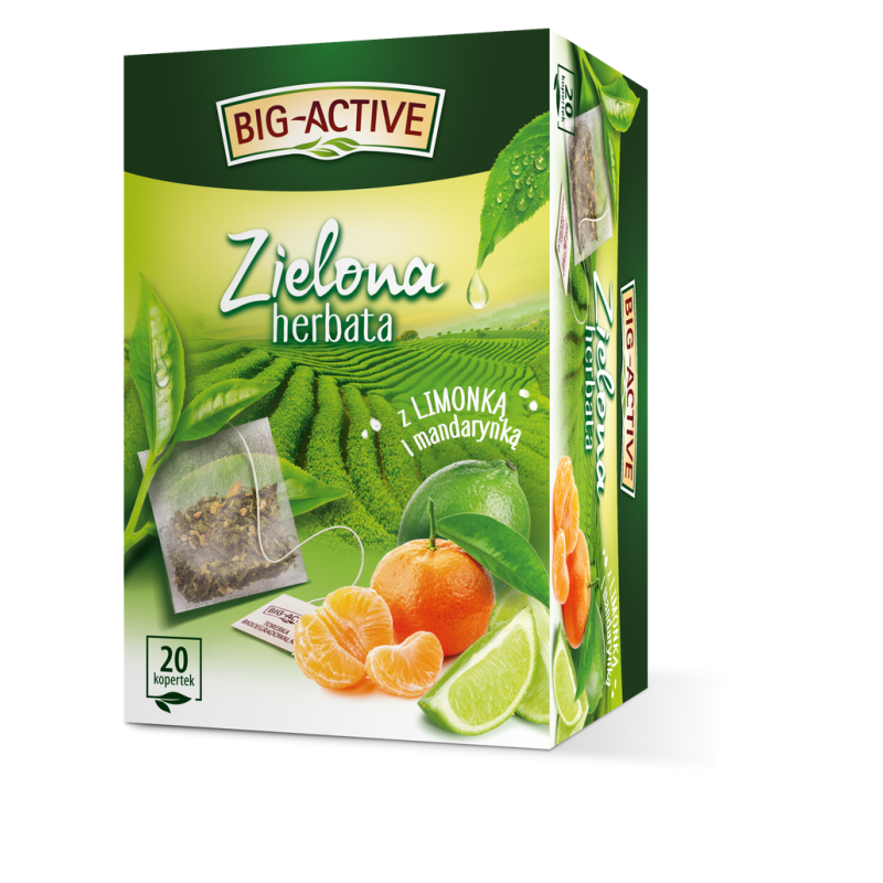 Big-Active - Herbata zielona z limonką i mandarynką (20tb x 1,5g)