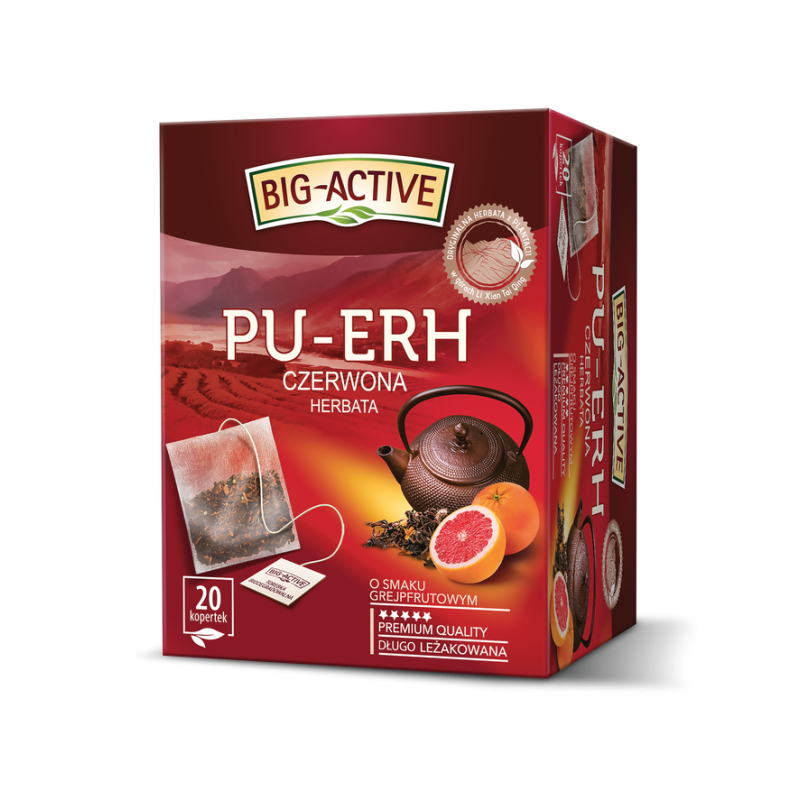 Big-Active herbata czerwowa pu-erh o smaku grejpfrutowym 20tb