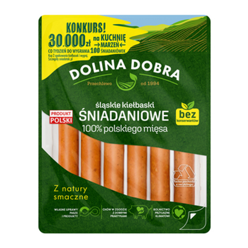 Śląskie kiełbaski śniadaniowe 100% mięsa 200 g Dolina Dobra