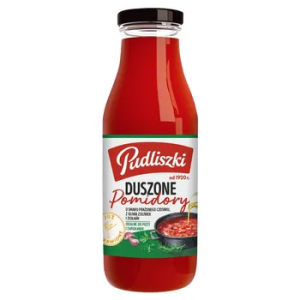 Pudliszki Duszone pomidory o smaku prażonego czosnku z oliwą z oliwek i ziołami 495 g