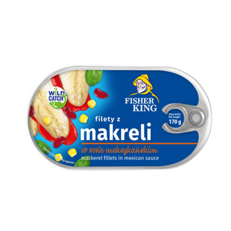 Filety z Makreli w Sosie Meksykańskim w Puszce Konserwa - Fisherking 170 g