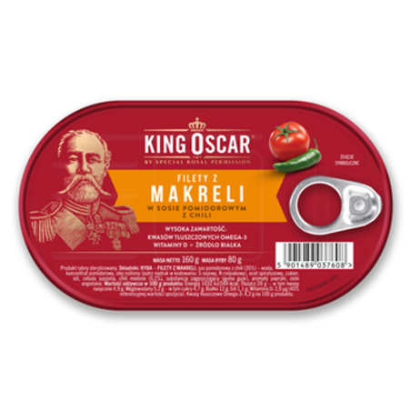 Filety z makreli w sosie pomidorowym z chili 160g King Oscar
