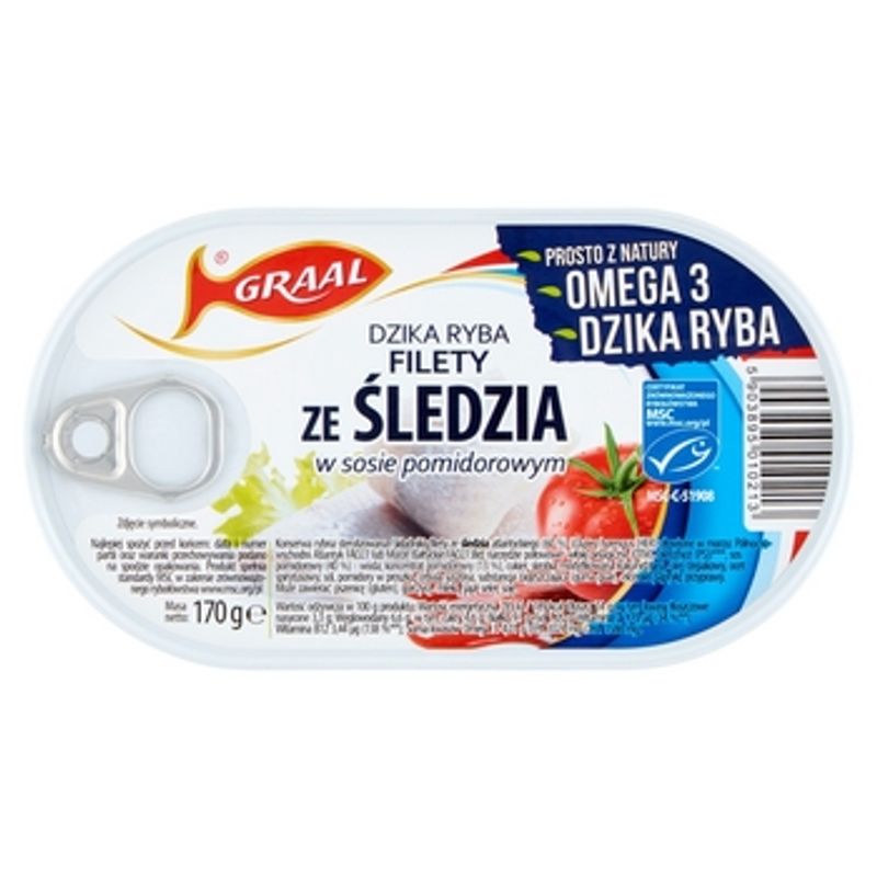 Graal Filety Śledziowe w Sosie Pomidorowym - Śledź w Puszce Konserwa 170g