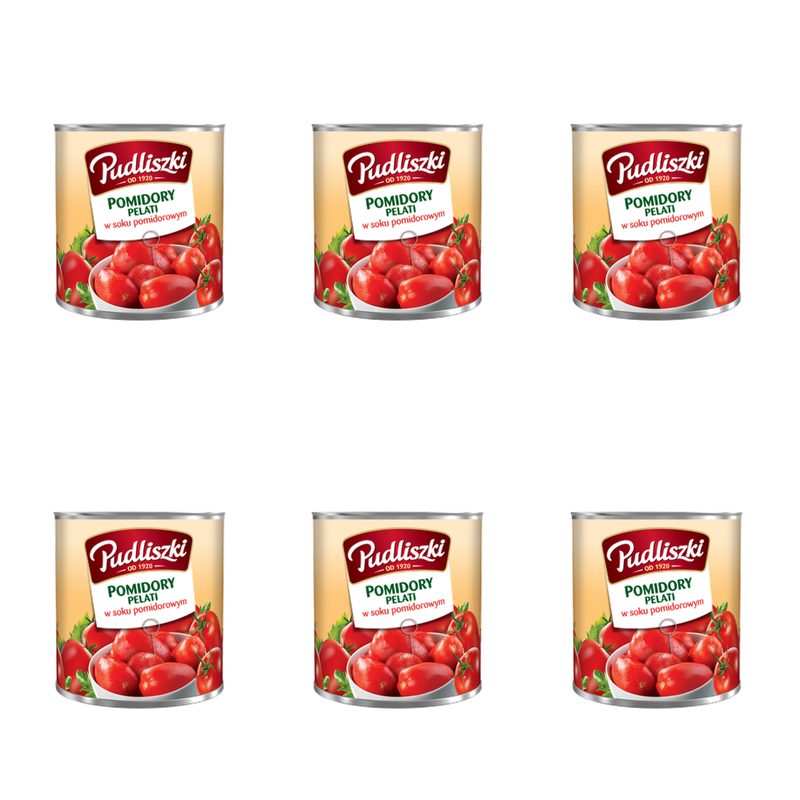 Pudliszki Pomidory pelati w soku pomidorowym 2,55 kg X6